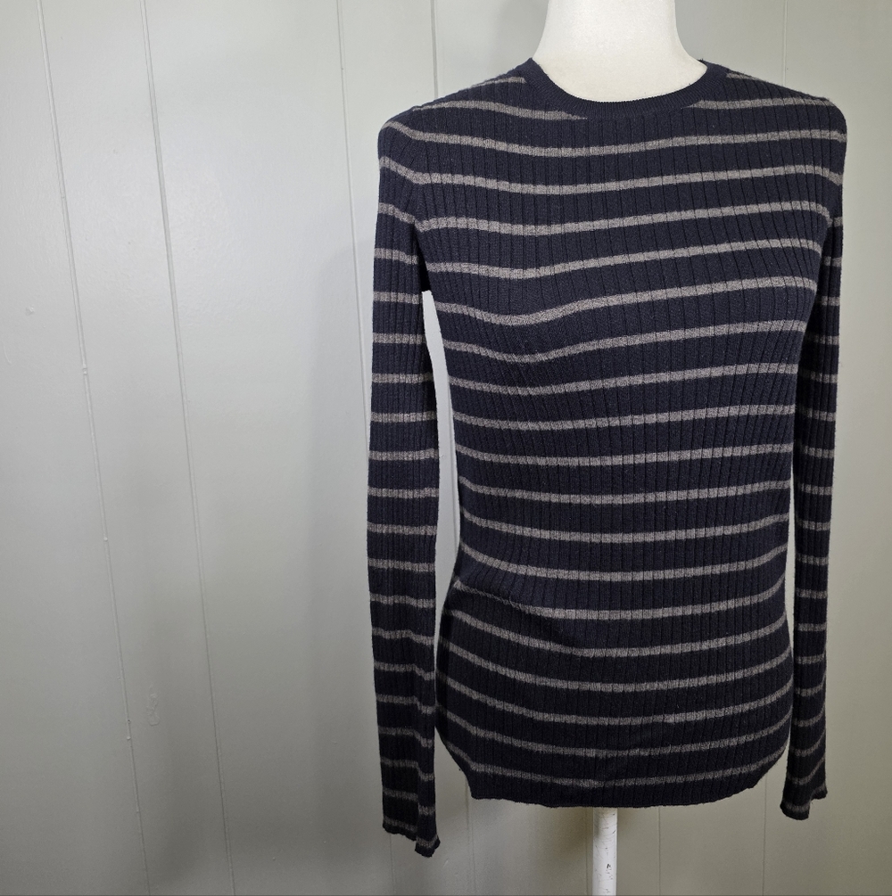 Vince Striped Cashmere Blend Crewneck Sweater Size M - Picture 3 of 12